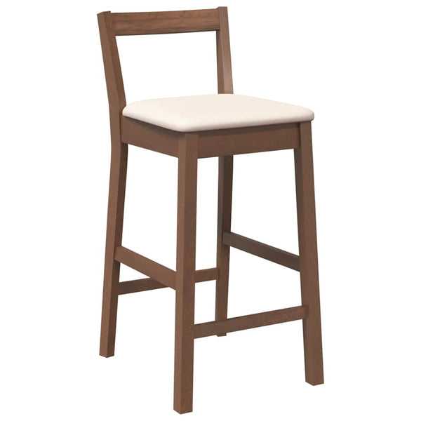 vidaXL Tabourets de bar avec coussins 2 pcs Marron Bois d'hévéa massif