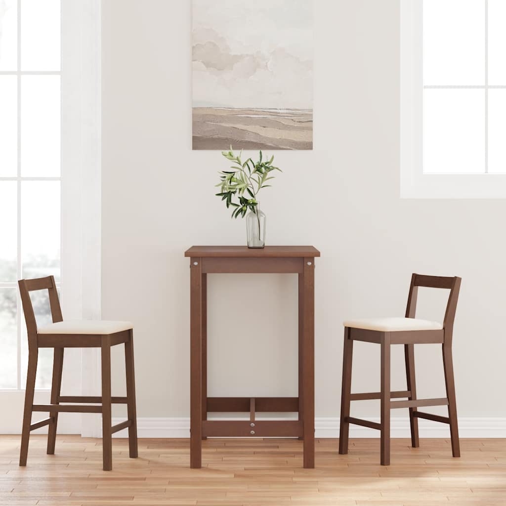 vidaXL Tabourets de bar avec coussins 2 pcs Marron Bois d'hévéa massif