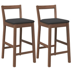 vidaXL Tabourets de bar avec coussins 2 pcs Marron Bois d'hévéa massif