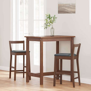 vidaXL Tabourets de bar avec coussins 2 pcs Marron Bois d'hévéa massif
