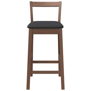 vidaXL Tabourets de bar avec coussins 2 pcs Marron Bois d'hévéa massif