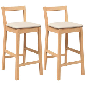 Barhocker 2er Set Naturholz mit Kissen