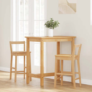 Barhocker 2er Set Natur Massivholz