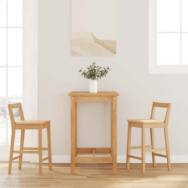 Barhocker 2er Set Natur Massivholz