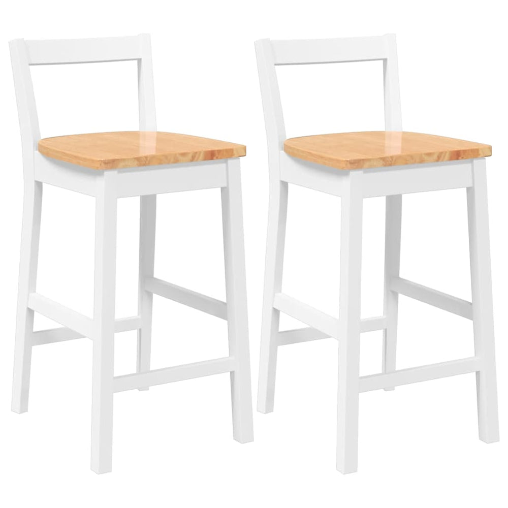 Barhocker 2er Set Weiß Gummibaumholz
