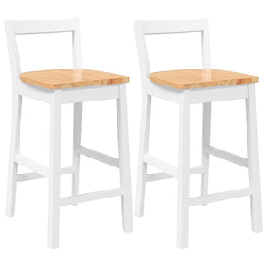 Barhocker 2er Set Weiß Gummibaumholz