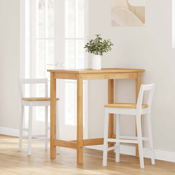 Barhocker 2er Set Weiß Gummibaumholz