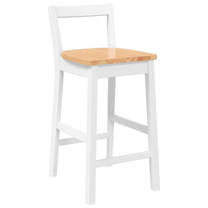 Barhocker 2er Set Weiß Gummibaumholz