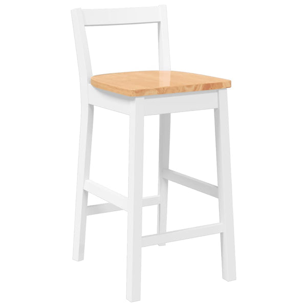 Barhocker 2er Set Weiß Gummibaumholz