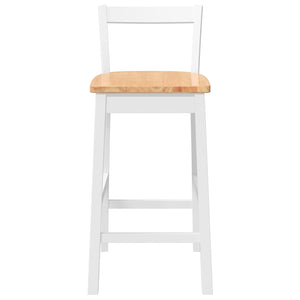 Barhocker 2er Set Weiß Gummibaumholz