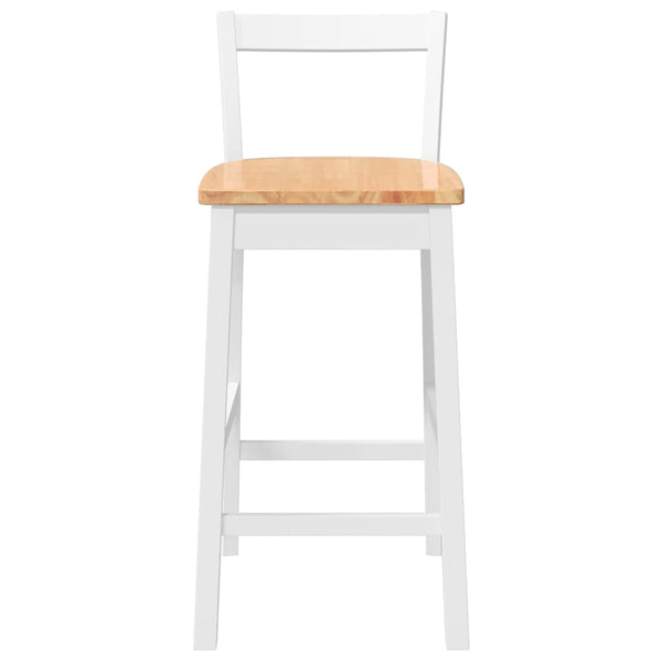 Barhocker 2er Set Weiß Gummibaumholz