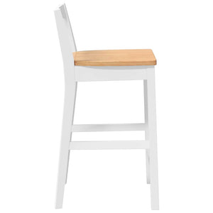 Barhocker 2er Set Weiß Gummibaumholz