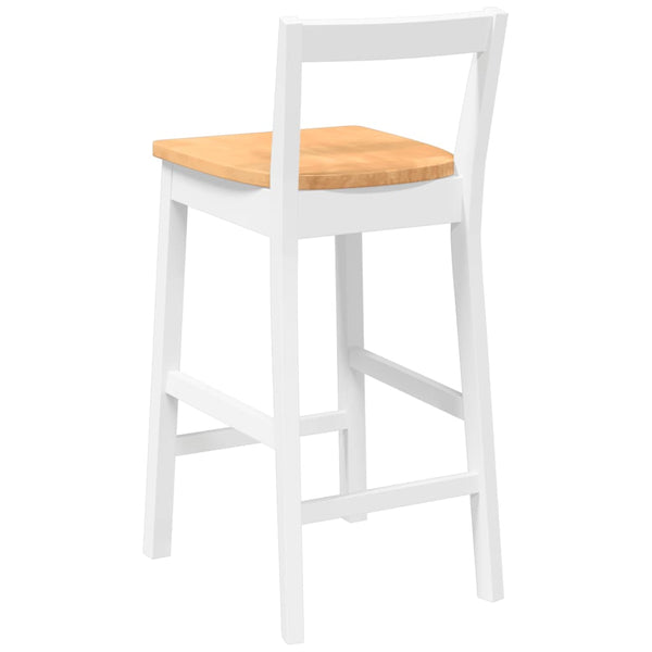 Barhocker 2er Set Weiß Gummibaumholz