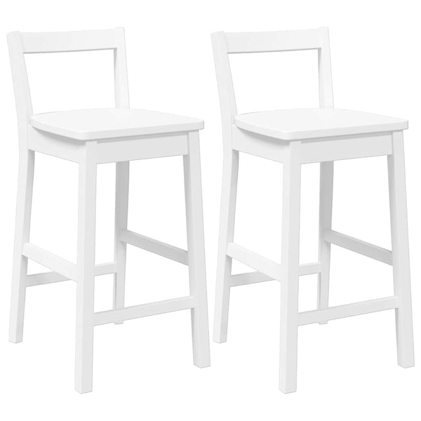 Barhocker 2er Set Weiß Gummibaumholz