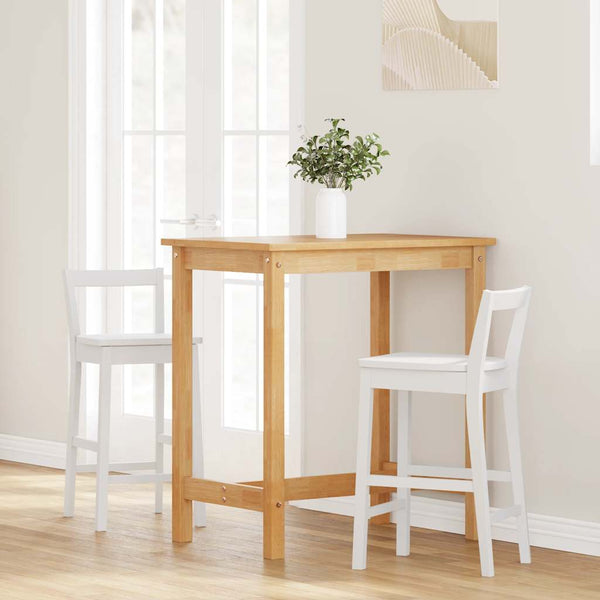 Barhocker 2er Set Weiß Gummibaumholz