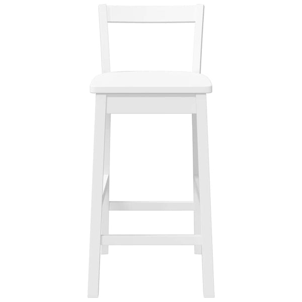 Barhocker 2er Set Weiß Gummibaumholz