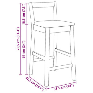 Barhocker 2er Set Weiß Gummibaumholz