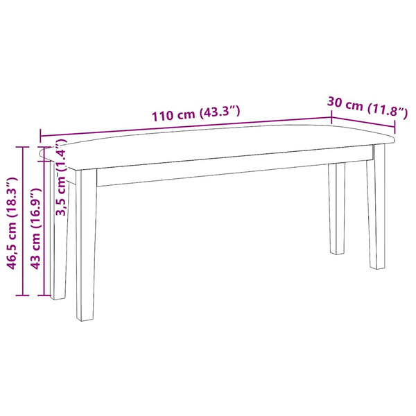 Braune Massivholzbank 110 cm