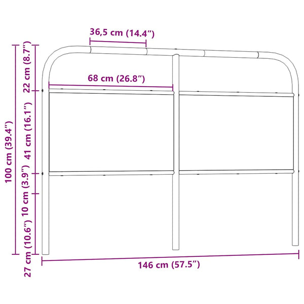 Ersatz-Kopfteil Braun Eiche 140 cm