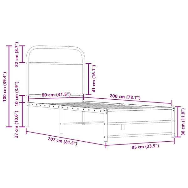 Bettgestell 80x200 cm Räuchereiche