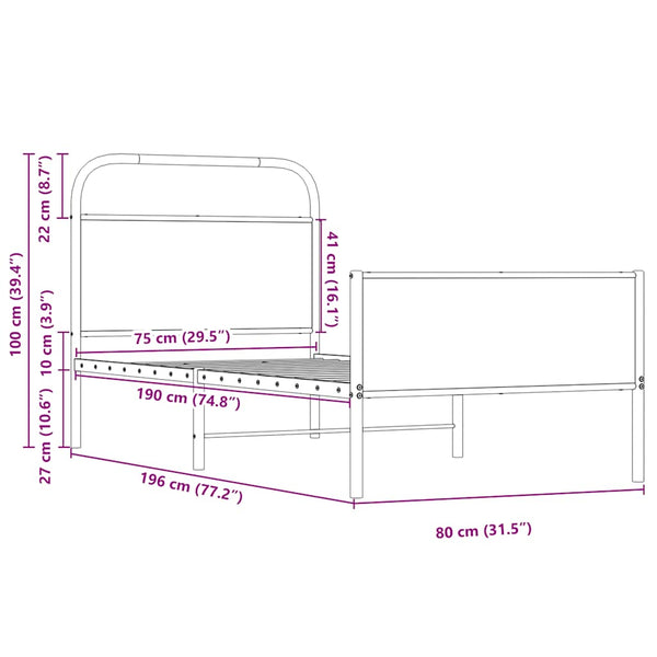 Bettgestell 75x190 cm Sonoma-Eiche