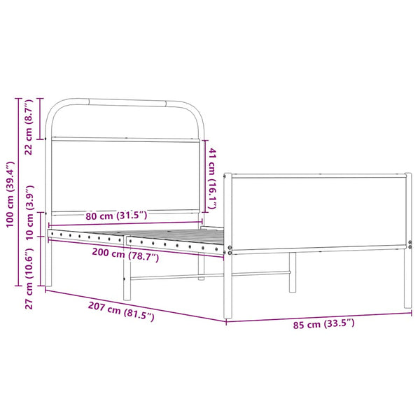 Bettgestell 80x200 cm Sonoma Eiche