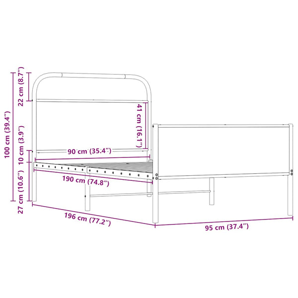 Bettgestell 90x190 cm Sonoma Eiche