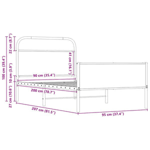 Bettgestell 90x200 cm Sonoma Eiche