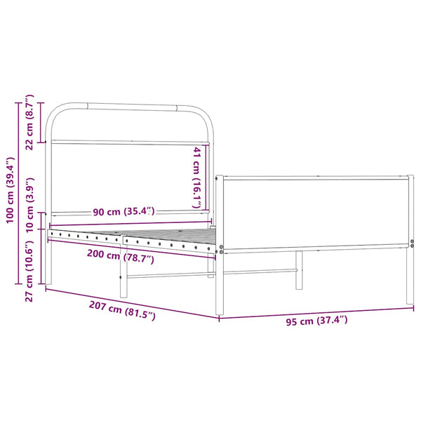 Bettgestell 90x200 cm Sonoma Eiche
