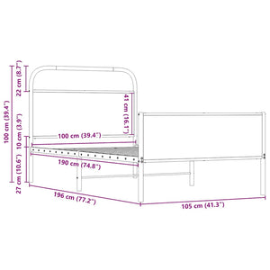 Bettgestell 100x190 cm Sonoma Eiche