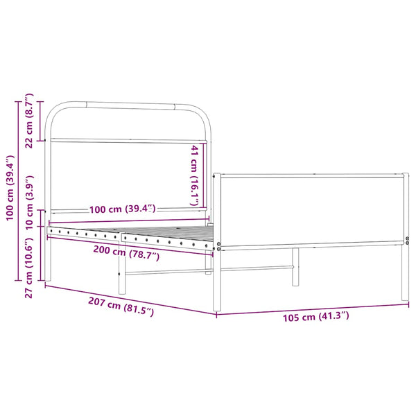 Bettgestell 100x200 cm Sonoma Eiche
