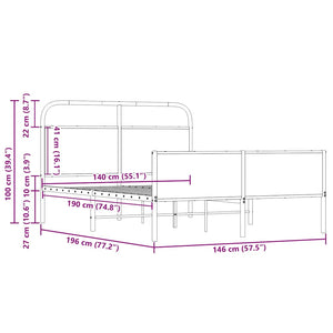 Bettgestell 140x190 cm Sonoma Eiche