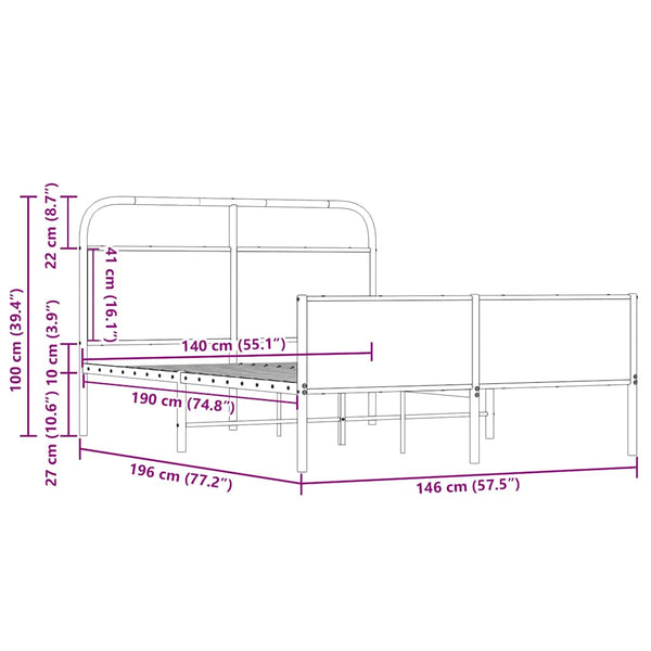 Bettgestell 140x190 cm Sonoma Eiche