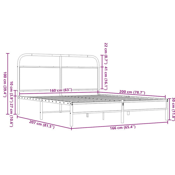 vidaXL Cadre de lit sans matelas 160x200 cm Aspect chêne marron