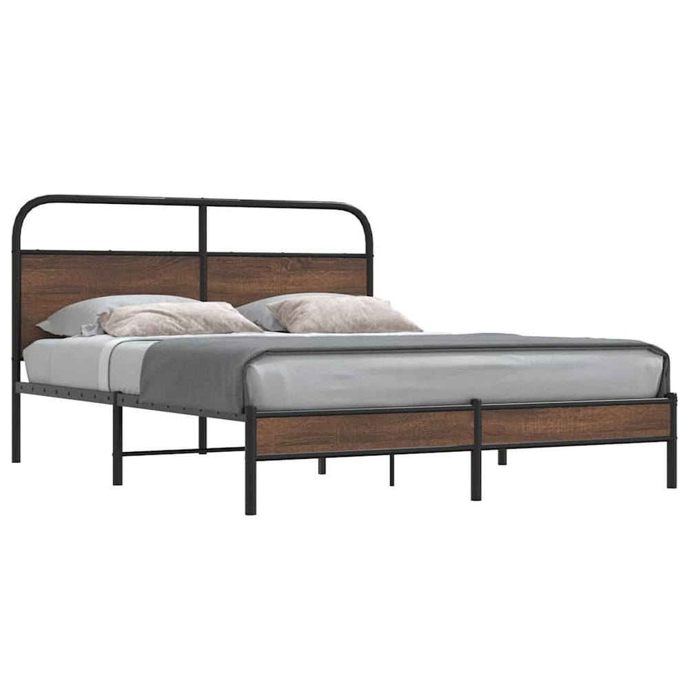 Bettgestell 160x200 cm Braun Eichen-Optik