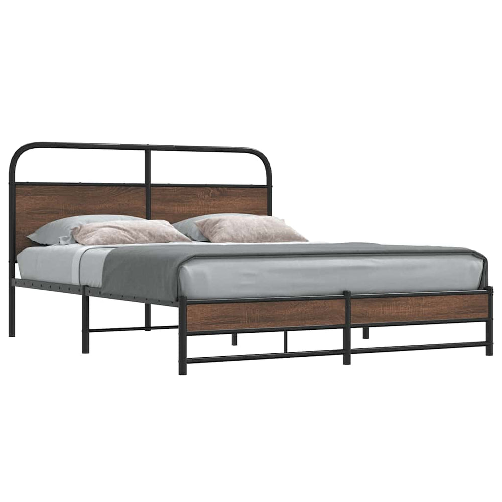 Bettgestell 150x200 cm Braun Eichen-Optik