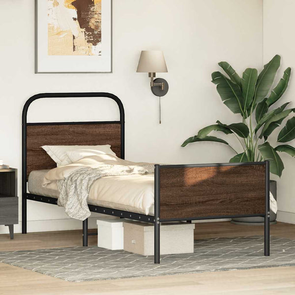 Bettgestell 75x190 cm Braun Eichenoptik