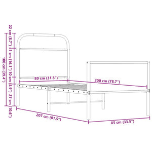 Bettgestell 80x200 cm Braun Eichen-Optik