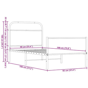 Bettgestell 90x190 cm Braun Eichen-Optik