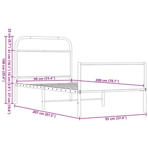 Bettgestell 90x200 cm Braun Eichen-Optik