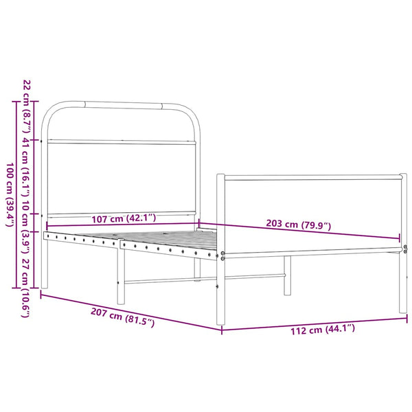 Bettgestell 107x203 cm Braun Eichen-Optik
