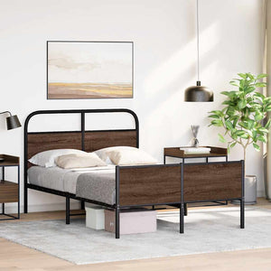 Bettgestell 140x190 cm Braun Eichenoptik