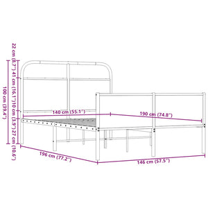 Bettgestell 140x190 cm Braun Eichenoptik