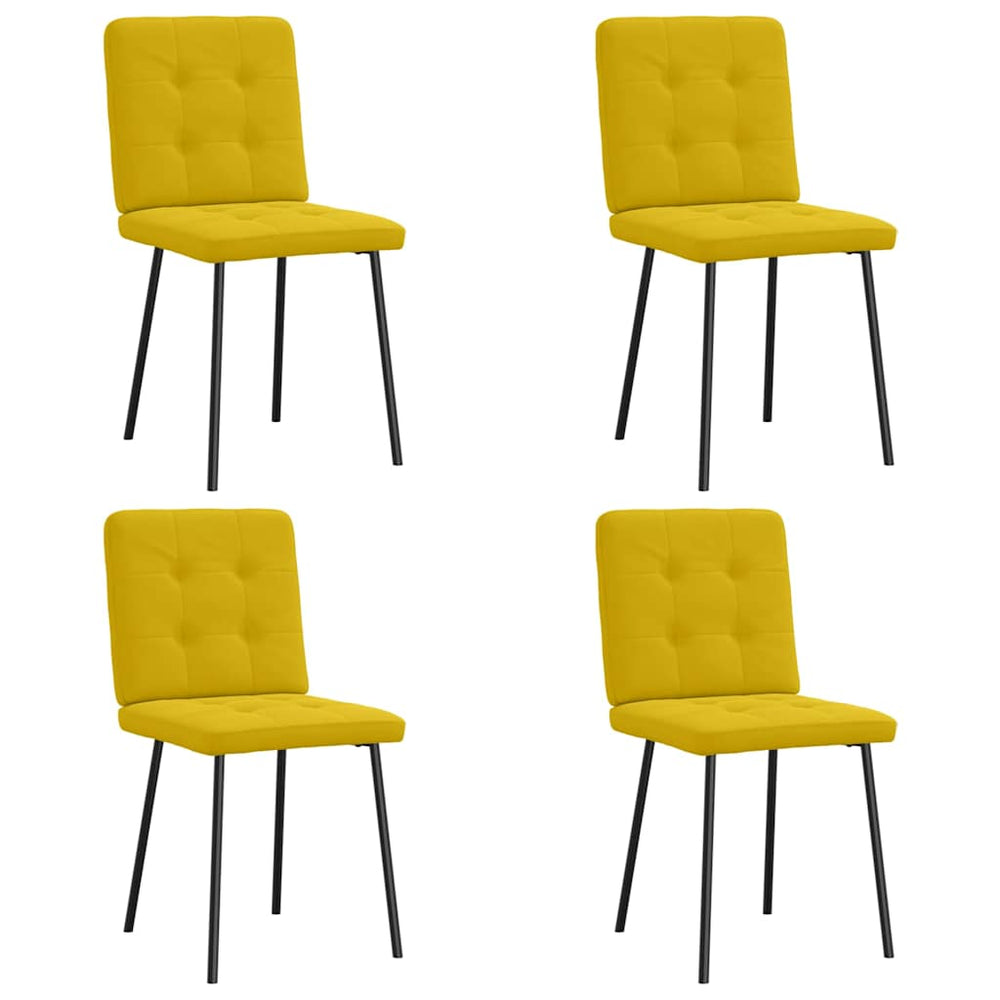 Gelbe Samt Esszimmerstühle, 4er-Set