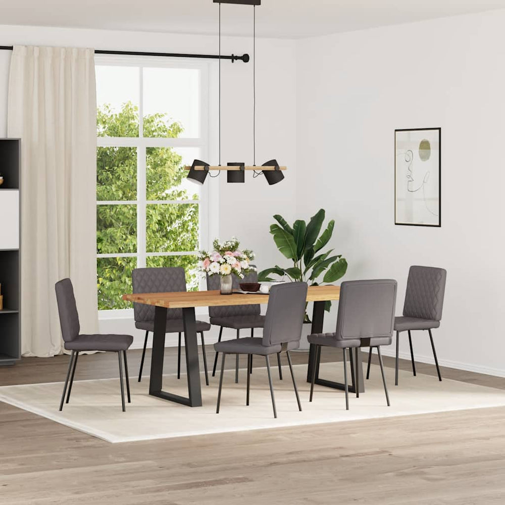 Esszimmerstühle 6er Set Grau Kunstleder
