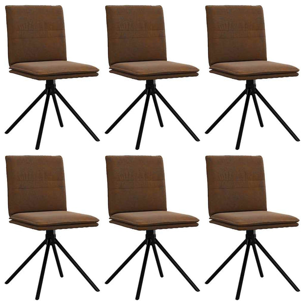 Esszimmerstühle 6er Set Braun Wildleder-Optik