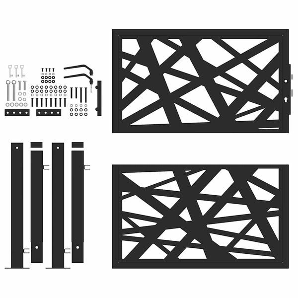 Schwarzes Gartentor 100x100 cm mit Lichtdesign