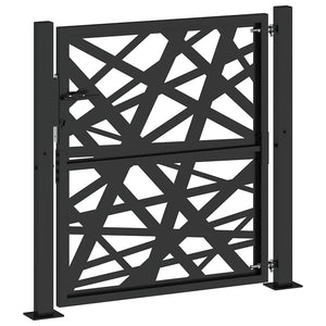 Schwarzes Gartentor 100x100 cm mit Lichtdesign