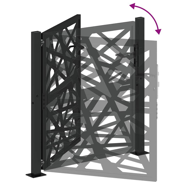 Schwarzes Gartentor 100x100 cm mit Lichtdesign