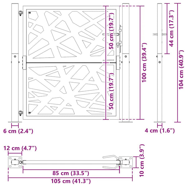 Schwarzes Gartentor 100x100 cm mit Lichtdesign